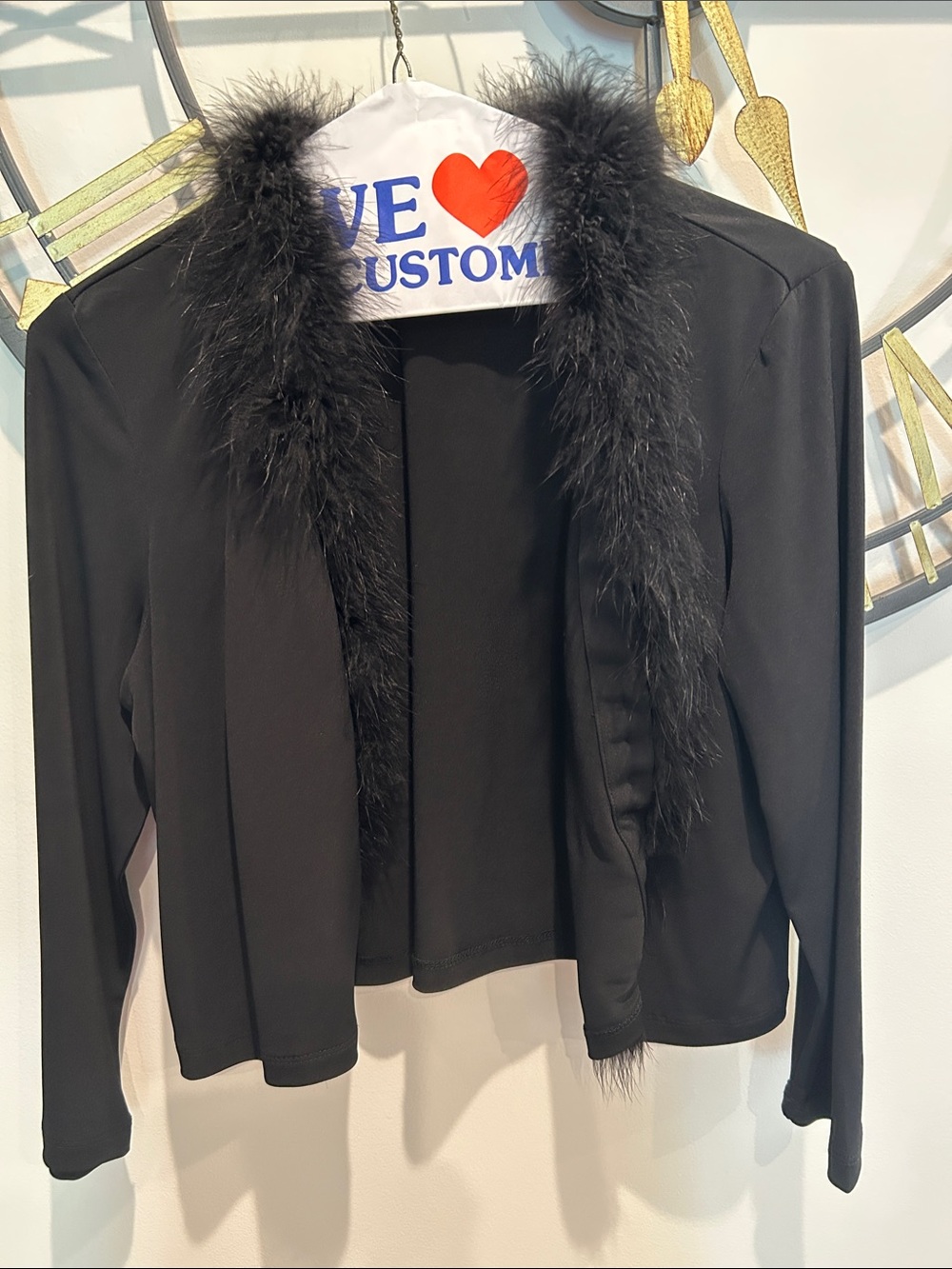 Calvin Klein Black Faux-Fur Trim Open Blazer